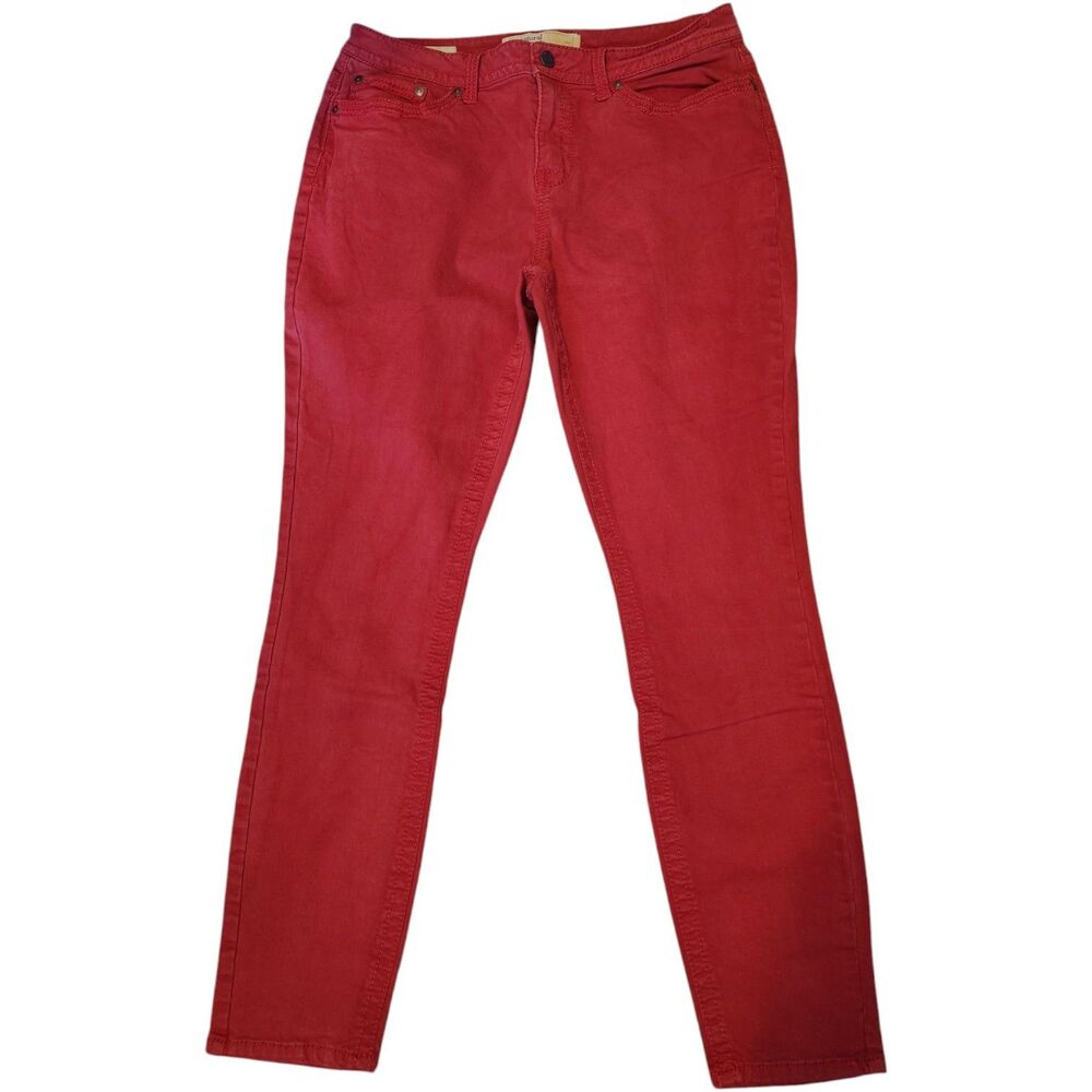 Natural Threads Vintage Mid-Rise Red Fade Stretch Skinny Jeans Size 14 Women's